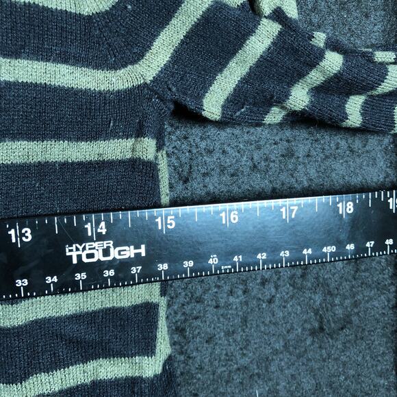 Express Womens Sweater Green Striped Long Sleeve Cozy Stretch Medium - Picture 8 of 12